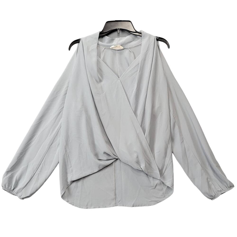 Standard People's Project LA Cold Shoulder Blouse Women's Large Gray Long Sleeve